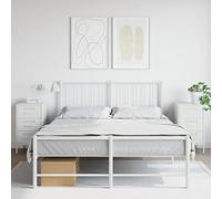 Ziaphsol Industrial Style White Metal Bedside Tables 2 pcs 36x39x68 cm with Adjustable Legs for Bedroom Or Living Room Storage and Organization