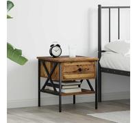 Ziaphsol Industrial Wooden Vintage Bedside Table with Drawer and Shelf 40 x 42 x 45 cm for Bedroom Living Room Furniture with Storage and Stability
