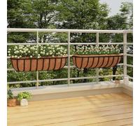 Ziaphsol Jardinières murales en Coco Noir 61x19x16 cm avec Support en Acier pour Balcon terrasse Jardin intérieur extérieur, Lot de