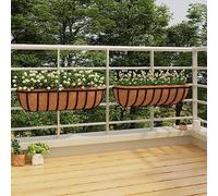 Ziaphsol Jardinières murales en Fibre de Coco Noir 76x21x16 cm pour Plantes Fleurs Support extérieur intérieur Balcon terrasse Jardin avec Cadre en Acier et Protection Contre l'eau