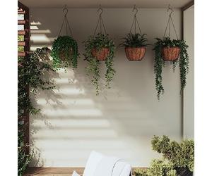 Ziaphsol Jardinières suspendues 4 pièces avec Doublure en Fibre de Coco Noir Ø 40x63 cm Support pour Plantes de Balcon terrasse Jardin intérieur extérieur