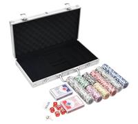Ziaphsol Jeu de jetons de poker dans une mallette en aluminium, 300 jetons de 11,5 g, 2 decks, 5 dés, bouton dealer et accessoires pour casino, tournoi, Texas Holdem, Blackjack et soirée de poker