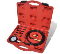 Ziaphsol Kit de test de pression d'huile et moteur avec manomètre à double échelle de 80 mm, tuyau de 1200 mm, 10 adaptateurs, raccord rapide et mallette de transport pour voiture, moto, atelier