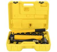 Ziaphsol Kit d'outils de sertissage hydraulique en acier pour poinçon rond de 22 à 60 mm avec course de 20 mm, 6 adaptateurs, dans une mallette, pour perforer des plaques d'acier souple