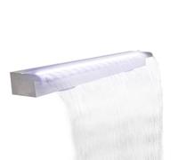 Ziaphsol Lame de Cascade de Piscine en Acier Inoxydable 110 cm avec LED Blanc pour Bassin Jardin extérieur décoration Ambiance relaxante