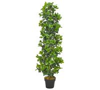 Ziaphsol Laurier artificiel - Plante artificielle avec pot - 150 cm - Polyester et bois - 1935 feuilles - Pour décoration de salon, bureau, balcon, facile d'entretien - Aspect naturel