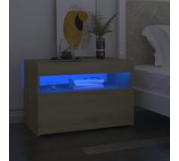 Ziaphsol LED Bedside Tables 2 Pieces Sonoma Oak 60x35x40 cm Modern Nightstands with RGB LED Lighting for Bedroom Living Room Durable Wooden Furniture