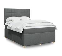 Ziaphsol Lit à sommier tapissier avec matelas, 140 x 190 cm, en tissu gris foncé, tête de lit réglable en hauteur, matelas à ressorts ensachés, ensemble de meubles de chambre à coucher confortables