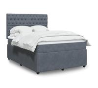Ziaphsol Lit à sommier tapissier avec matelas, 140 x 190 cm, en velours gris foncé, ressorts ensachés, éclairage LED, tête de lit réglable en hauteur, surmatelas confortable pour chambre à coucher