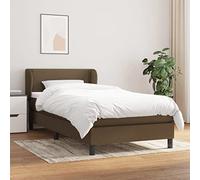 Ziaphsol Lit à sommier tapissier avec matelas, en tissu marron foncé, 80 x 200 cm, tête de lit réglable en hauteur, matelas à ressorts ensachés, pour un sommeil réparateur dans la chambre à coucher