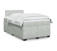 Ziaphsol Lit à sommier tapissier avec matelas, gris clair, 120 x 200 cm, tissu velours, ressorts ensachés, surmatelas confortable, meubles de chambre à coucher