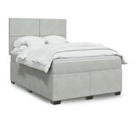 Ziaphsol Lit à sommier tapissier avec matelas, gris clair, 140 x 190 cm, housse en velours, ressorts ensachés, tête de lit réglable en hauteur, ensemble de meubles de chambre à coucher, surmatelas