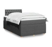 Ziaphsol Lit à sommier tapissier avec matelas, gris foncé, 120 x 190 cm, housse en tissu, ressorts ensachés, surmatelas, cadre de lit en bois de pin, pour chambre à coucher