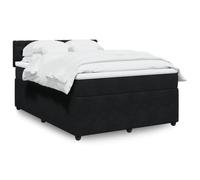 Ziaphsol Lit à sommier tapissier avec matelas, noir, 140 x 200 cm, housse en velours, ressorts ensachés, surmatelas confortable, meubles de chambre à coucher pour un sommeil réparateur