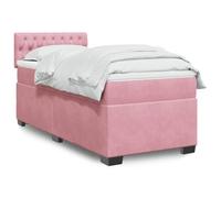 Ziaphsol Lit à sommier tapissier avec matelas, rose, 90 x 190 cm, en velours, ressorts ensachés, éclairage LED, tête de lit, surmatelas confortable pour chambre à coucher et meubles