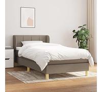 Ziaphsol Lit à sommier tapissier avec matelas taupe, 80 x 200 cm, housse en tissu, tête de lit réglable en hauteur, matelas à ressorts ensachés, soutien de fermeté moyenne pour un sommeil réparateur