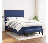 Ziaphsol Lit à sommier tapissier, bleu, 140 x 190 cm, housse en tissu, tête de lit réglable, matelas à ressorts ensachés, dureté moyenne, pour un sommeil réparateur, meubles de chambre à coucher