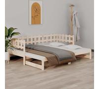 Ziaphsol Lit de jour extensible en pin massif avec cadre de lit solide pour chambre à coucher et chambre d'amis, 2 x 90 x 200 cm, peu encombrant, durable, idéal comme canapé ou lit