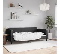Ziaphsol Lit de jour, noir, 90 x 200 cm, en tissu, moderne, avec cadre en métal, lit simple robuste, pour salon, chambre d'amis, possibilité de couchage polyvalente