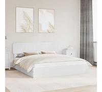Ziaphsol Lit de rangement, blanc, 200 x 200 cm, en bois dérivé du bois, cadre de lit moderne avec tiroirs, durable, pour chambre à coucher, taille empereur