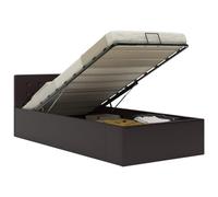 Ziaphsol Lit de rangement hydraulique, gris, en cuir synthétique, 100 x 200 cm, lit simple avec vérin à gaz, meuble de chambre moderne, lit rembourré robuste pour un espace optimal