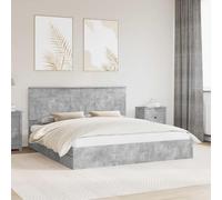 Ziaphsol Lit de rangement moderne en béton gris 180 x 200 cm, cadre de lit super king size avec 2 tiroirs, plate-forme robuste pour chambre à coucher