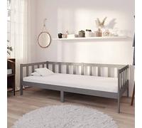 Ziaphsol Lit de Repos Gris en Bois de pin Massif avec Matelas 90x200 cm Mousse PU, Cadre Robuste Plateforme Confortable pour Chambre et Salon, canapé Multifonction avec Housse Lavable