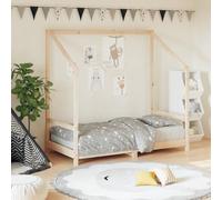 Ziaphsol Lit d'enfant 80 x 160 cm en pin massif - Cadre de lit avec sommier à lattes, entrée basse pour tout-petits, cadre pour rideaux, convient à partir de 4 ans pour un sommeil paisible et un jeu