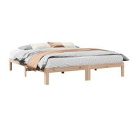 Ziaphsol Lit en bois de pin massif, 180 x 200 cm, cadre de lit robuste, sans matelas, pour chambre à coucher, extensible en lit familial, meuble en bois durable