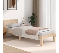 Ziaphsol Lit en bois de pin massif, 75 x 190 cm, lit simple avec tête de lit, lit plate-forme robuste, pour chambre à coucher, bois non traité, petit cadre de lit simple