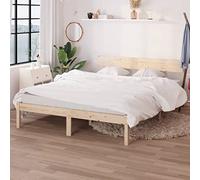 Ziaphsol Lit en bois massif 120 x 190 cm en pin non traité, cadre de lit stable pour chambre à coucher, tête de lit classique, meuble durable, lit plateforme pour un sommeil réparateur
