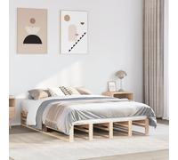 Ziaphsol Lit en bois massif 140 x 200 cm en bois de pin non traité, lit plate-forme robuste pour chambre à coucher, construction en bois durable, design classique pour la maison