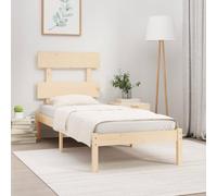 Ziaphsol Lit en bois massif 75 x 190 cm en pin non traité, lit simple robuste pour chambre à coucher, cadre de lit à plateforme stable, 2FT6 petit simple