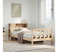 Ziaphsol Lit en bois massif avec étagère, 90 x 190 cm, en bois de pin, stable, durable, espace de rangement, pour chambre à coucher, sans matelas