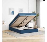 Ziaphsol Lit ottoman avec matelas, bleu, 140 x 190 cm, tissu, espace de rangement hydraulique pour meubles de chambre à coucher