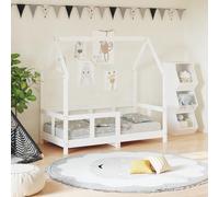 Ziaphsol Lit pour enfant blanc 70 x 140 cm en pin massif avec sommier à lattes, cadre de lit bas pour tout-petits, cadre pour rideaux de lit, convient comme lit junior et espace de couchage
