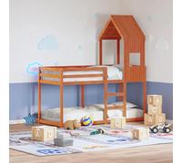 Ziaphsol Lit pour enfant en bois massif - Toit marron ciré - 55 x 99 x 139,5 cm - Pour zone de jeu - Côté ouvert - En pin - Cadre de toit pour chambre à coucher