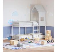 Ziaphsol Lit superposé avec toit, blanc, 75 x 190 cm, en pin massif, meuble pour chambre d'enfant, design sûr pour un espace limité