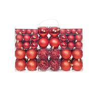 Ziaphsol Lot de 100 boules de Noël en plastique rouge, 3, 4, 6 cm de diamètre, avec fils à suspendre pour décoration de sapin de Noël, fête de l'Avent et ambiance du réveillon de Noël