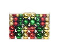 Ziaphsol Lot de 100 boules de Noël en plastique rouge doré vert avec 3 tailles 3 cm 4 cm 6 cm Boule de Noël pendentif fils pour décoration de l'Avent