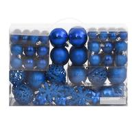 Ziaphsol Lot de 111 boules de Noël bleues en polystyrène, décoration de sapin de Noël avec boules de 3, 4, 6 cm, étoile, pointe de sapin et décoration à suspendre pour l'Avent, fenêtre, guirlande