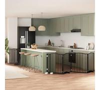 Ziaphsol Lot de 12 barrières pour chien pliables en bois de peuplier - 960 cm de longueur totale - Avec porte et pieds de soutien - Pour salon, escalier, cuisine, intérieur et sécurité