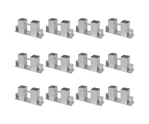 Ziaphsol Lot de 12 supports empilables en acier galvanisé argenté, avec ouvertures de 60 x 40 mm et 70 x 70 mm, pour support de bûches de chauffage, ventilation et empilage à sec