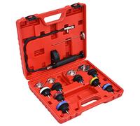 Ziaphsol Lot de 14 testeurs de pression pour systèmes de refroidissement et couvercle du radiateur, 12 adaptateurs, 0 à 25 psi, 0 à 2,5 bar, pour VW, Audi, BMW, Mercedes-Benz, atelier, garage