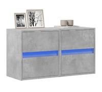 Ziaphsol Lot de 2 armoires murales murales - Gris béton - 41 x 31 x 45 cm - Avec éclairage LED RVB - Centre de divertissement moderne pour le salon - Console TV flottante