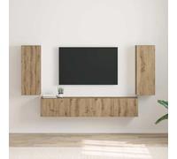 Ziaphsol Lot de 2 armoires TV murales - Artisanat - En bois de chêne - Design moderne - Organiseur de rangement - Gestion des câbles - Convient pour le salon, le home cinéma - Convient pour TV, médias
