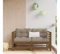 Ziaphsol Lot de 2 canapés d'angle de jardin en pin massif marron miel, 63,5 x 63,5 x 60 cm, design modulaire pour des heures de détente, idéal pour terrasse et balcon