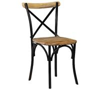 Ziaphsol Lot de 2 chaises croisées noires en bois massif de mangue, avec structure en acier, 51 x 52 x 84 cm, design rétro pour cuisine et salle à manger, stables et uniques