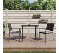 Ziaphsol Lot de 2 chaises de jardin en polyrotin avec coussin, cadre en acier, 54 x 62,5 x 89 cm, noir