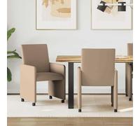 Ziaphsol Lot de 2 chaises de salle à manger avec roulettes - En cuir synthétique - Cappuccino - 57 x 66 x 94 cm - Ergonomiques - Pour salle à manger - Structure en métal - Charge maximale : 110 kg